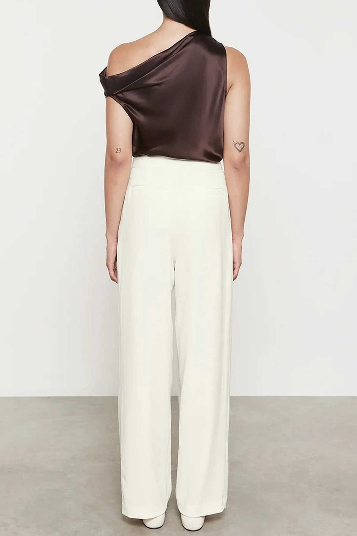Silk Bias Off-Shoulder Top in Brown
