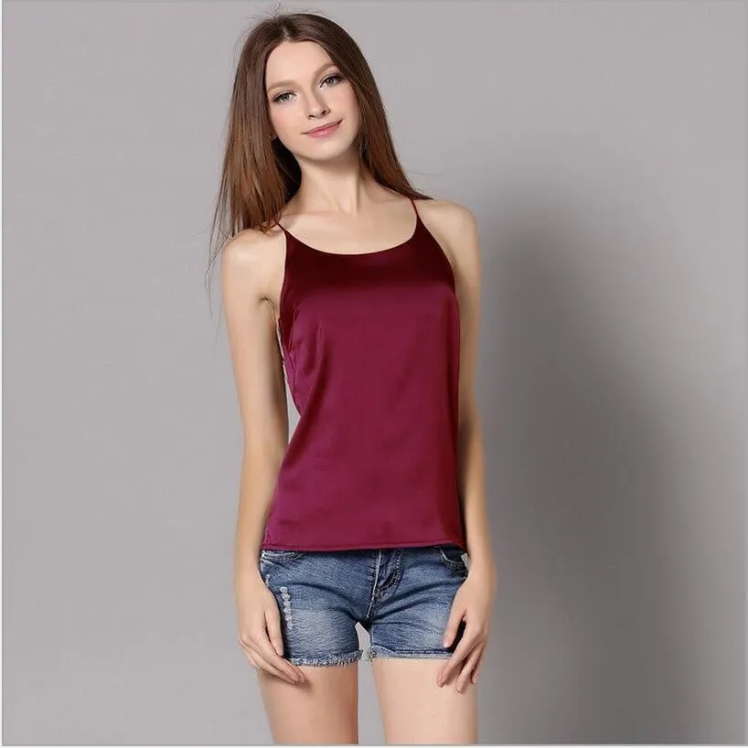 Silk Crop top Vest Camisole Sling Gilet Sling Women Pajamas Sleeveless Tank Tops
