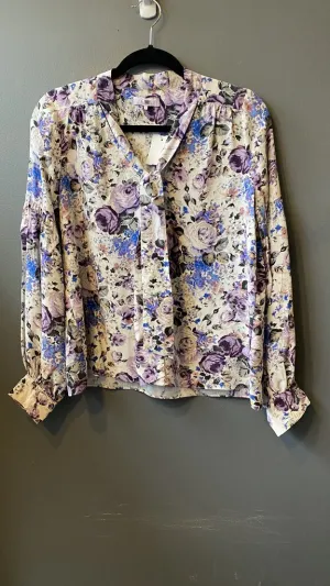 Silk Rose Print Blouse