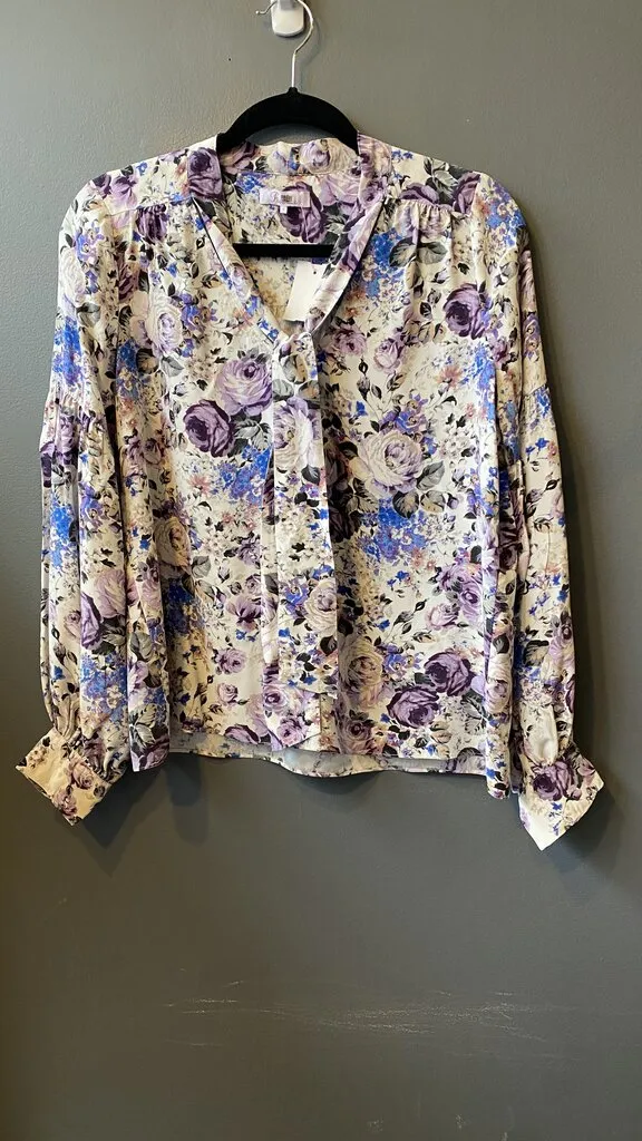 Silk Rose Print Blouse