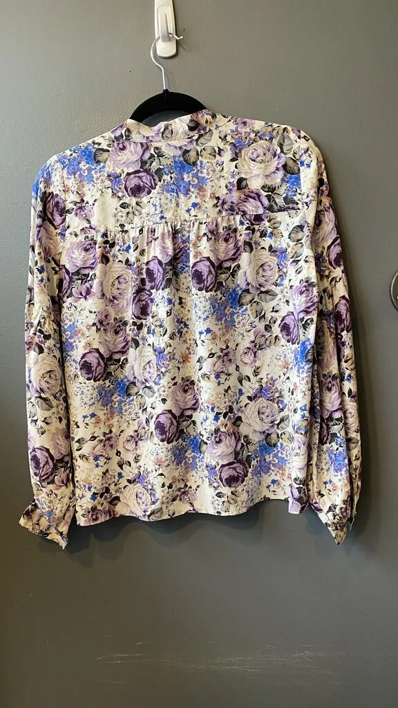 Silk Rose Print Blouse