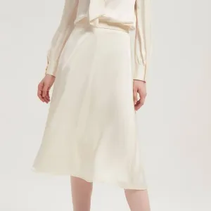 Silk Satin Long Skirt - Elegant Vintage A-line Midi