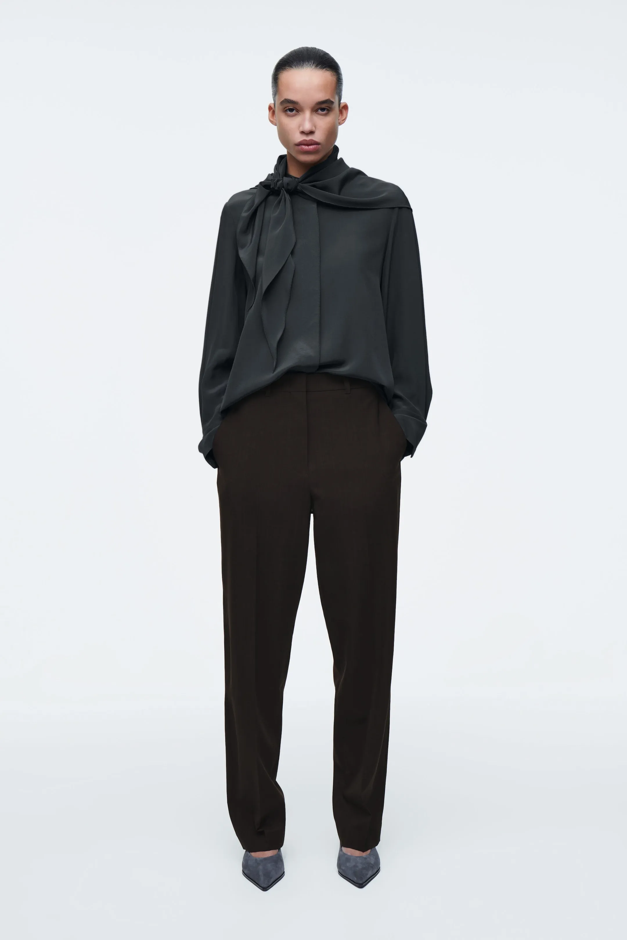 Silk scarf-detail shirt