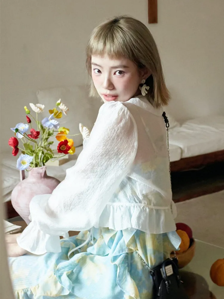 silk short lace sunscreen cardigan