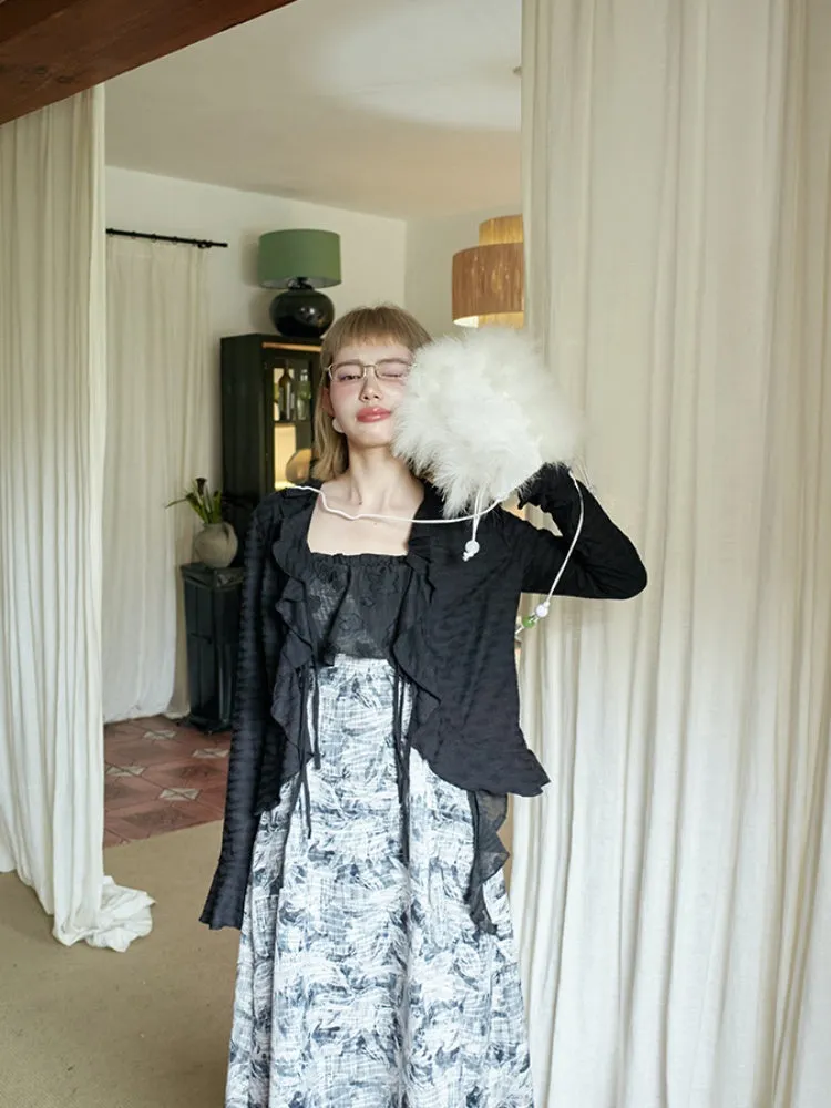 silk short lace sunscreen cardigan
