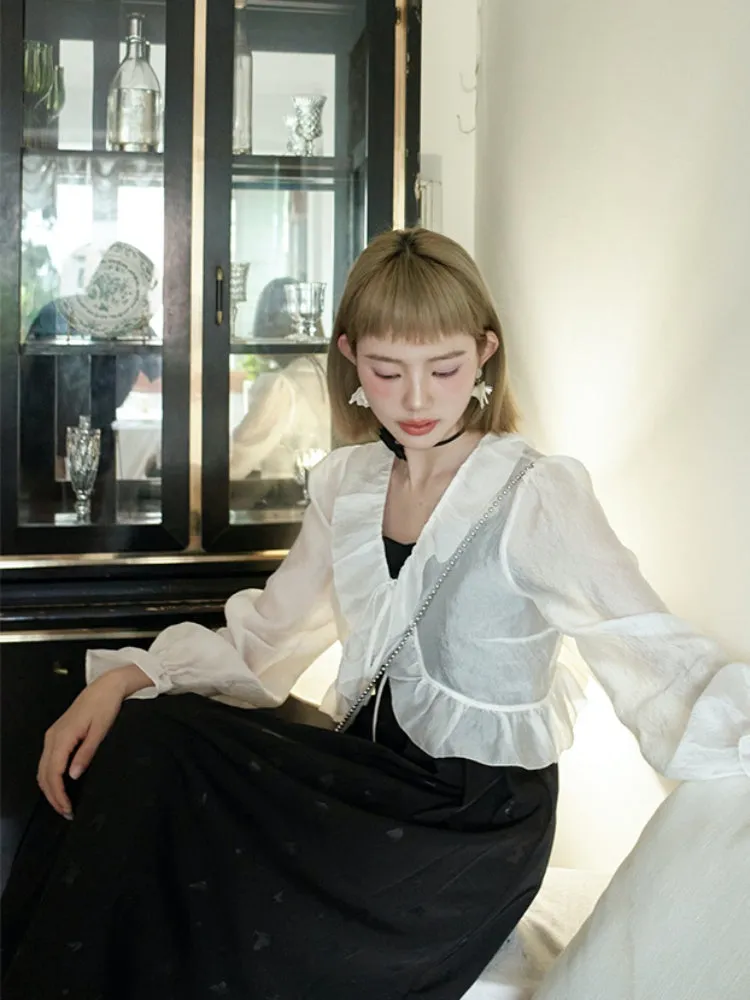 silk short lace sunscreen cardigan