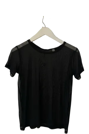 Silk Tulle Black Coal Boyfriend Top