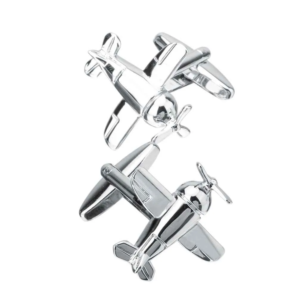 Silver-Tone Bomber Aircraft Cufflinks