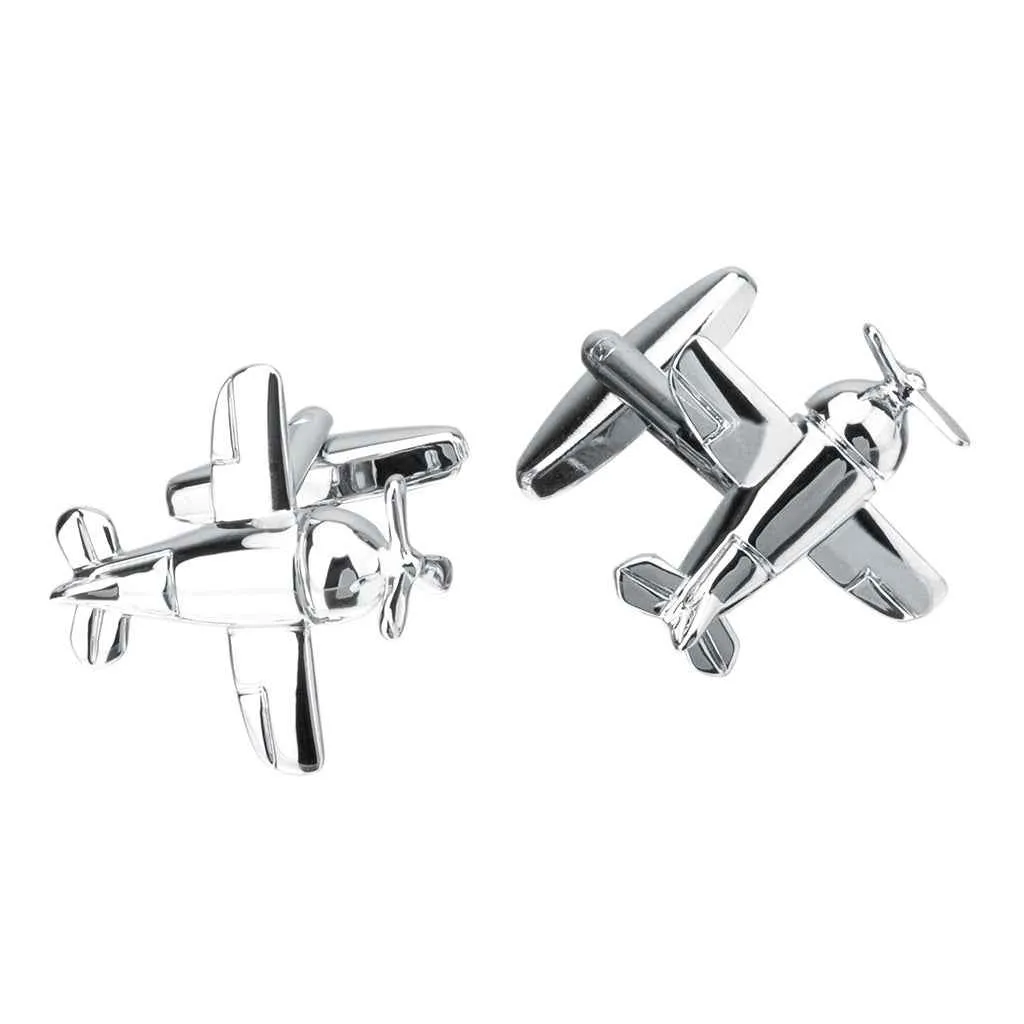Silver-Tone Bomber Aircraft Cufflinks