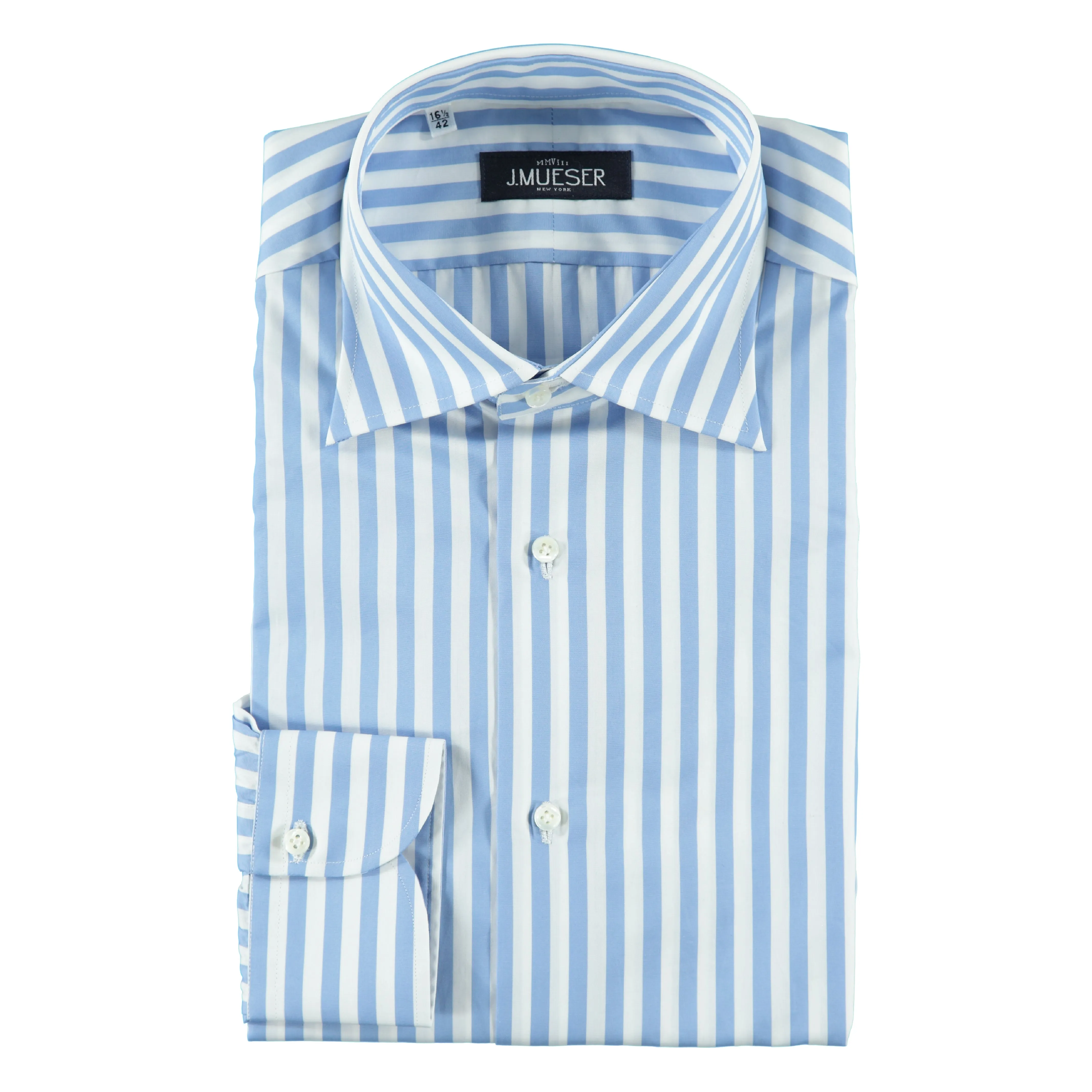 Sky Blue Stripe Spread Collar Shirt