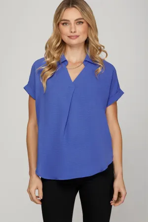 Skylar Drop Shoulder Collared Top