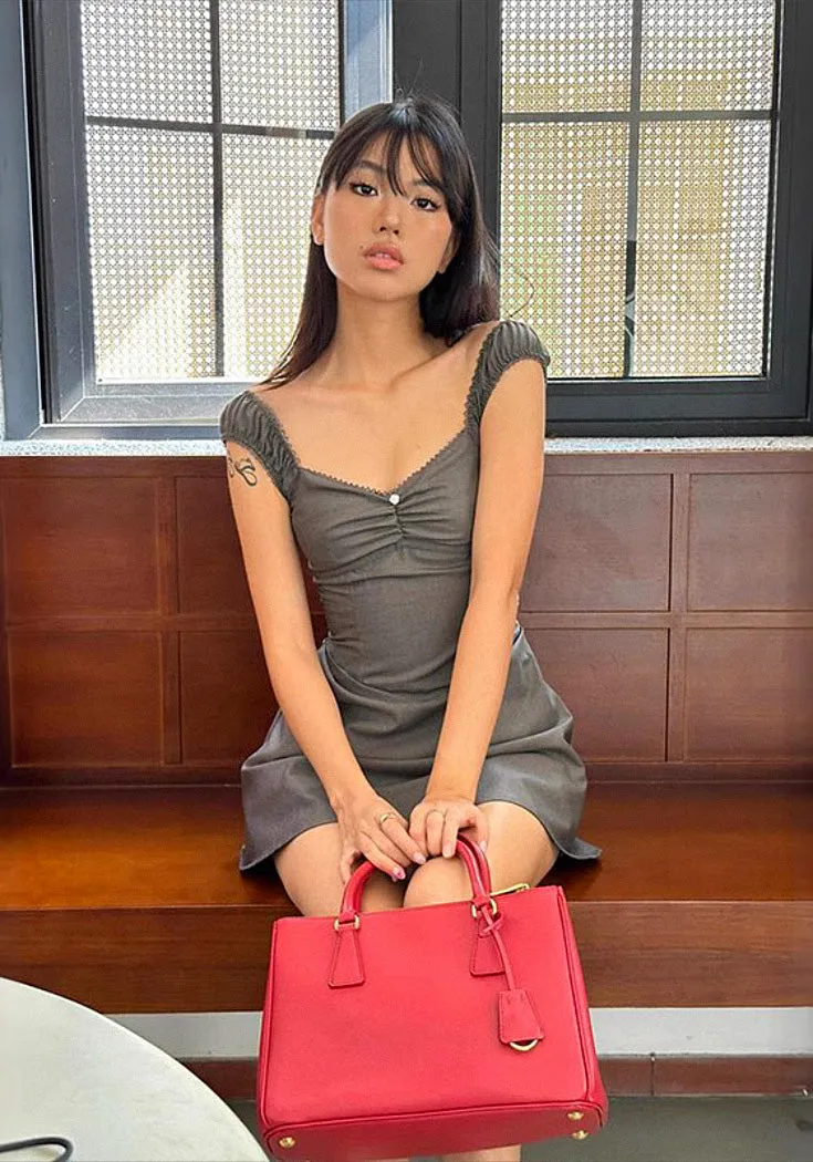 slim waist fit a-line skirt dress