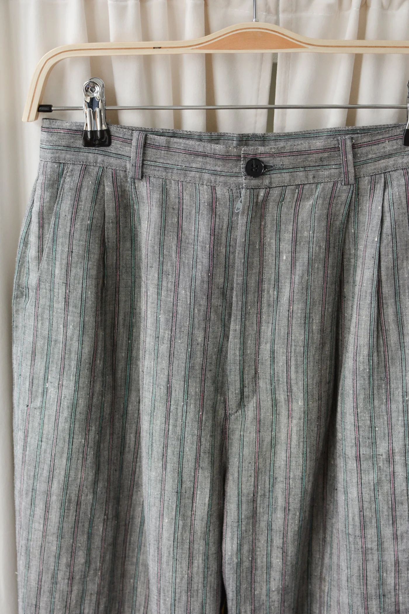 Smoky Stripe Linen Pleated Pants
