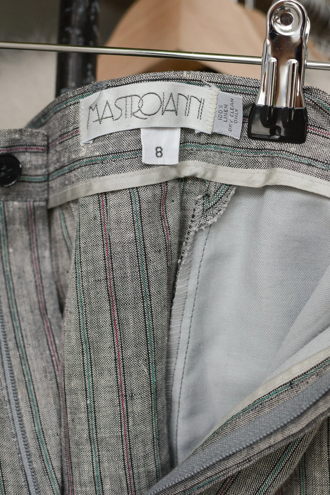Smoky Stripe Linen Pleated Pants