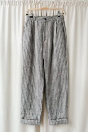 Smoky Stripe Linen Pleated Pants
