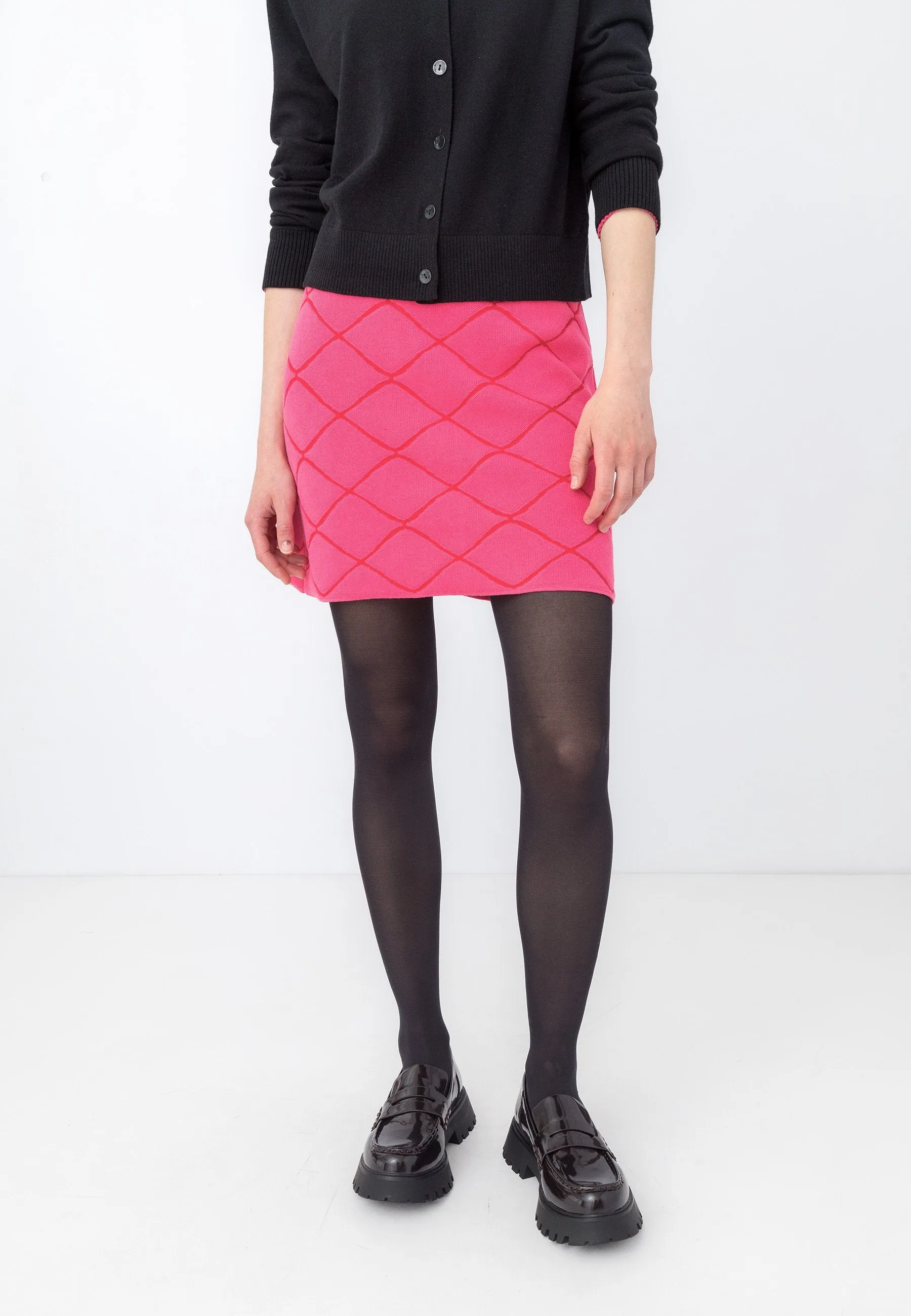 Solid Skirt, Structure Pattern - Pink
