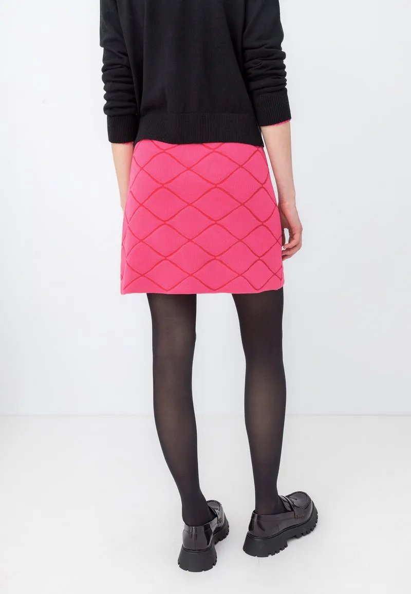 Solid Skirt, Structure Pattern - Pink
