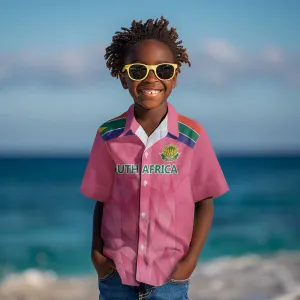 South Africa Cricket Custom Kid Hawaiian Shirt African King Proteas Pink LT9