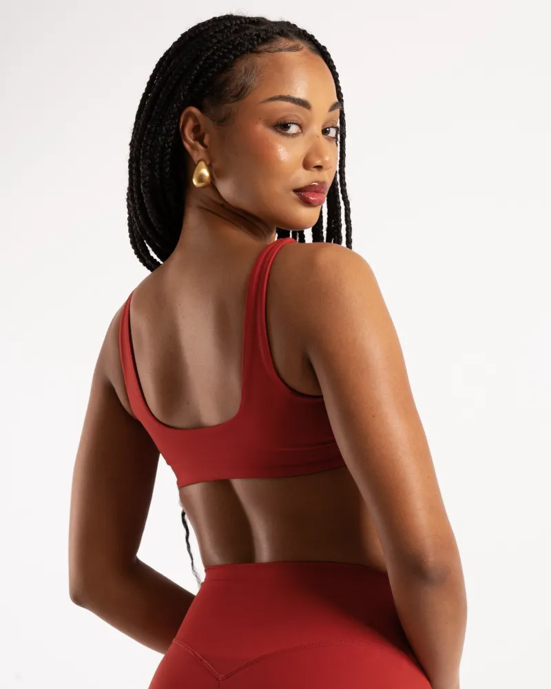 Square Neck Crop - Cherry Red