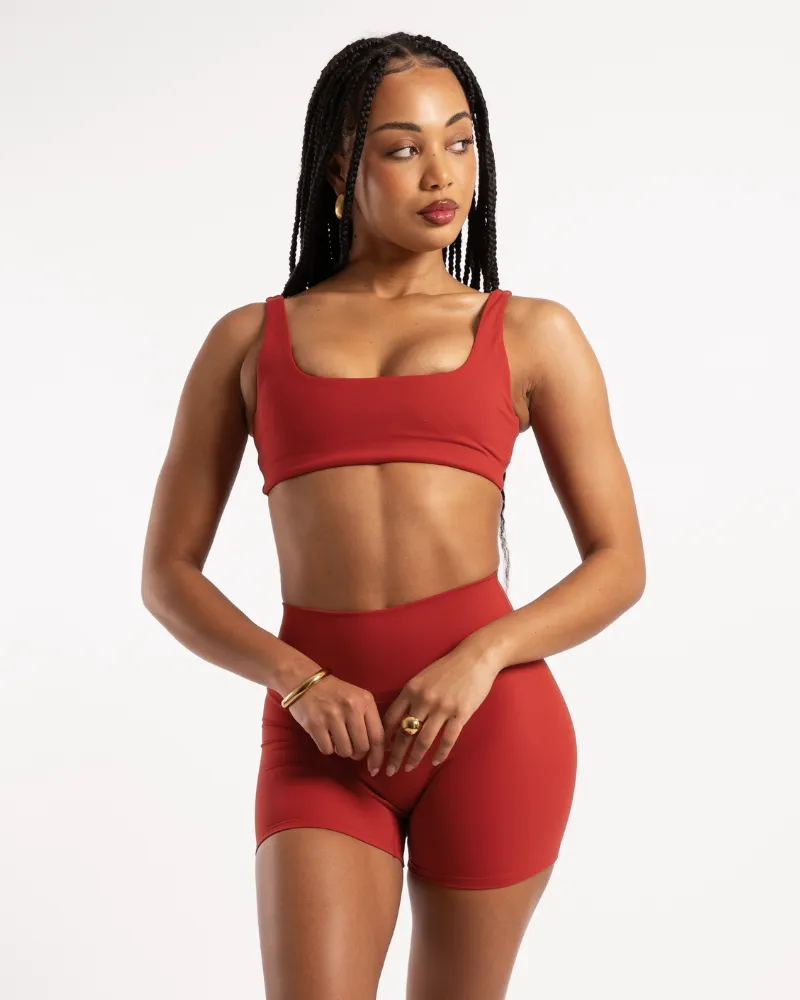 Square Neck Crop - Cherry Red