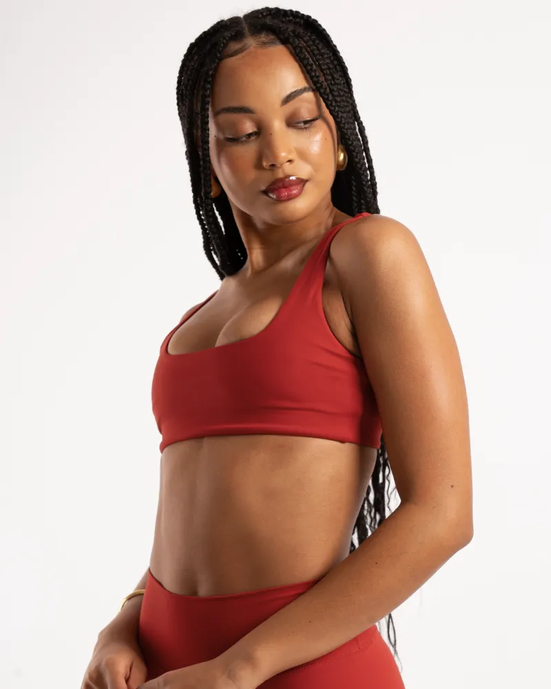 Square Neck Crop - Cherry Red