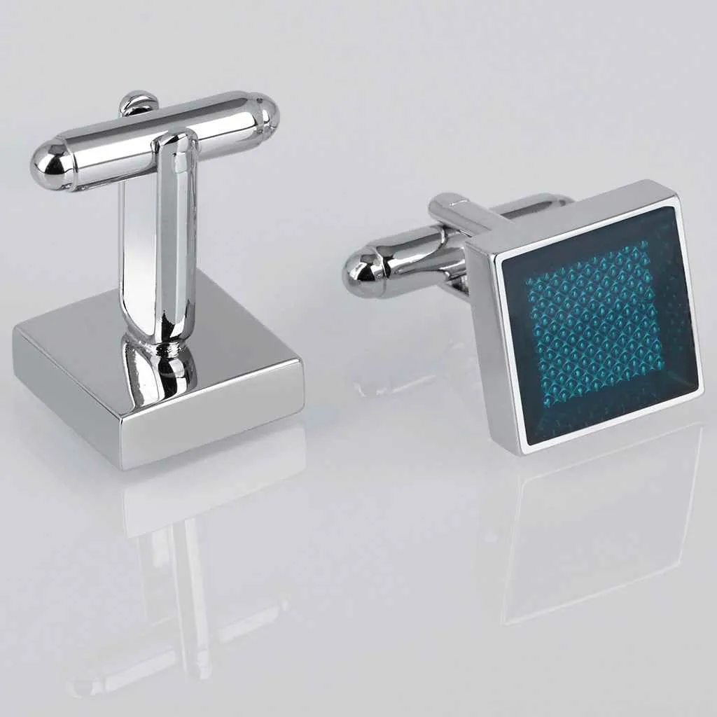 Square Transparent Blue Resin Cufflinks