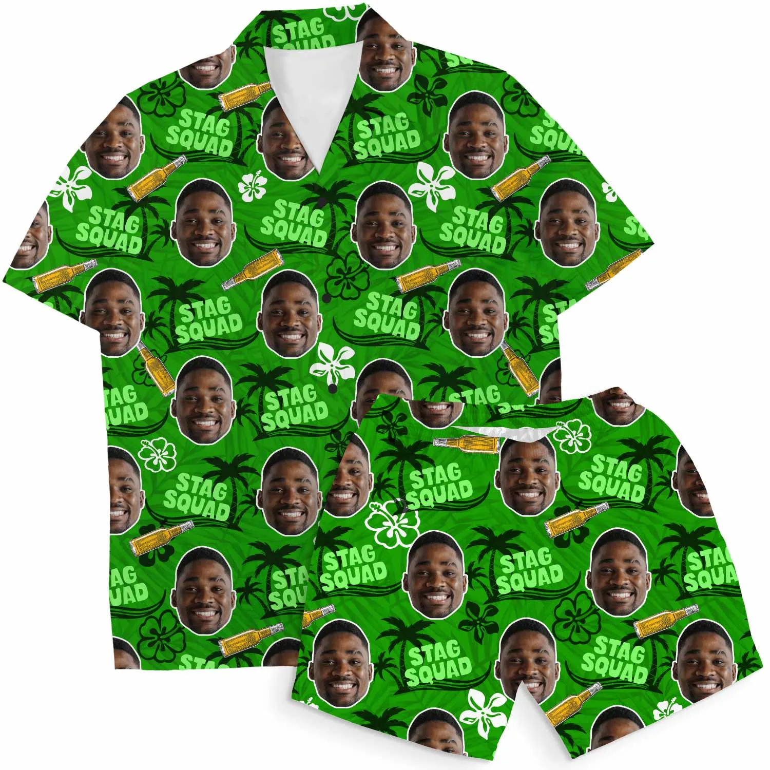 Stag Squad Personalised Hawaiian Shirt Shorts Set