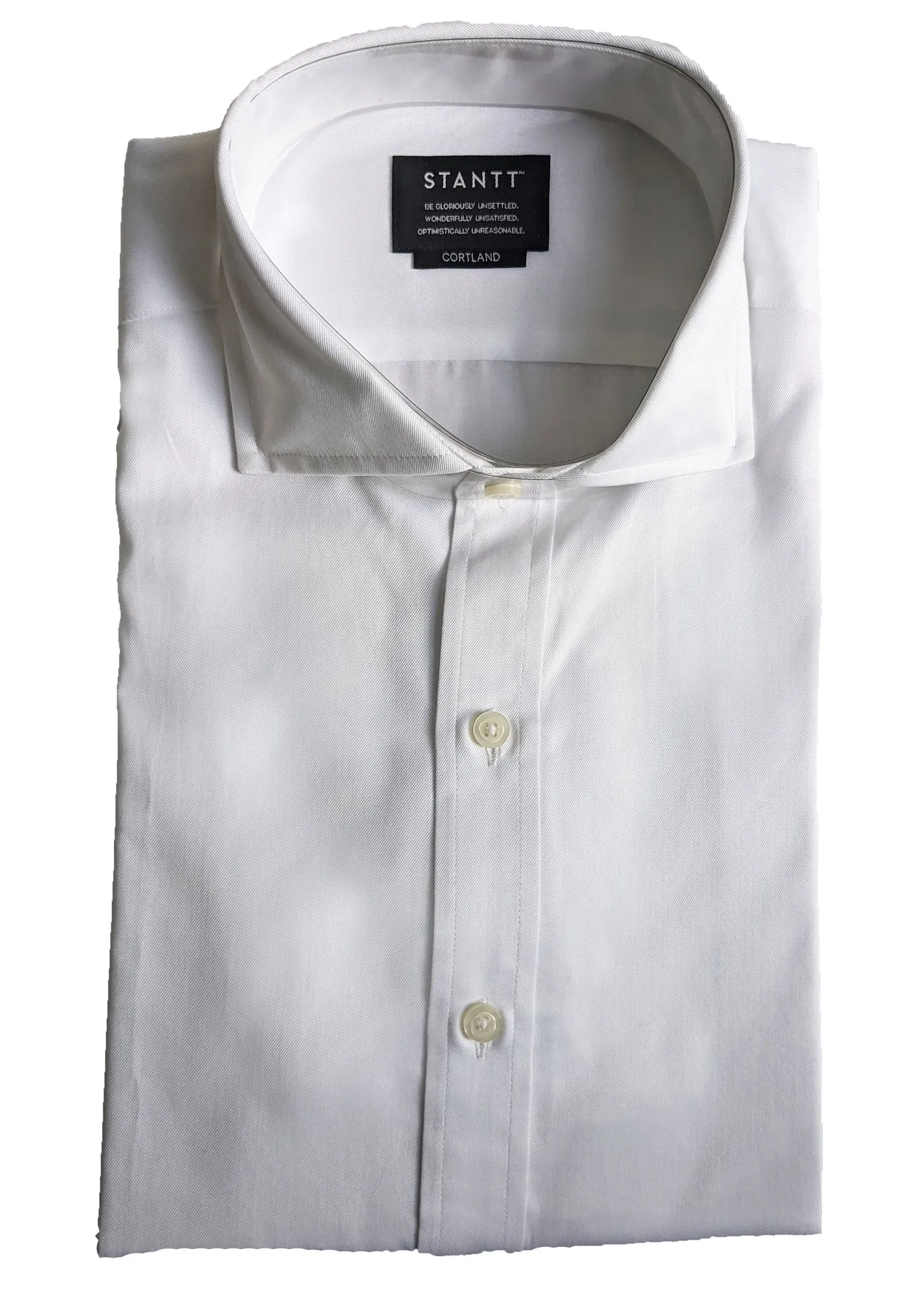 STANTT Men's White Fine Twill Cutaway Button Up Shirt Cortland Fit NWT