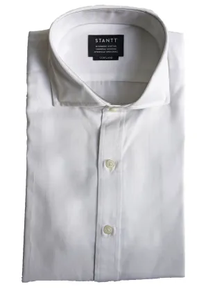 STANTT Men's White Fine Twill Cutaway Button Up Shirt Cortland Fit NWT