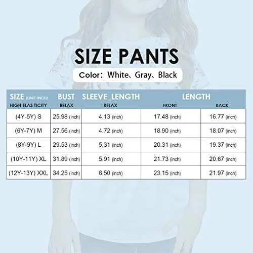 Striped Flower Print Colorblock T-Shirt (Girls, Short Sleeve, Sweat, Cute Twist, Gray, Size 12-13)