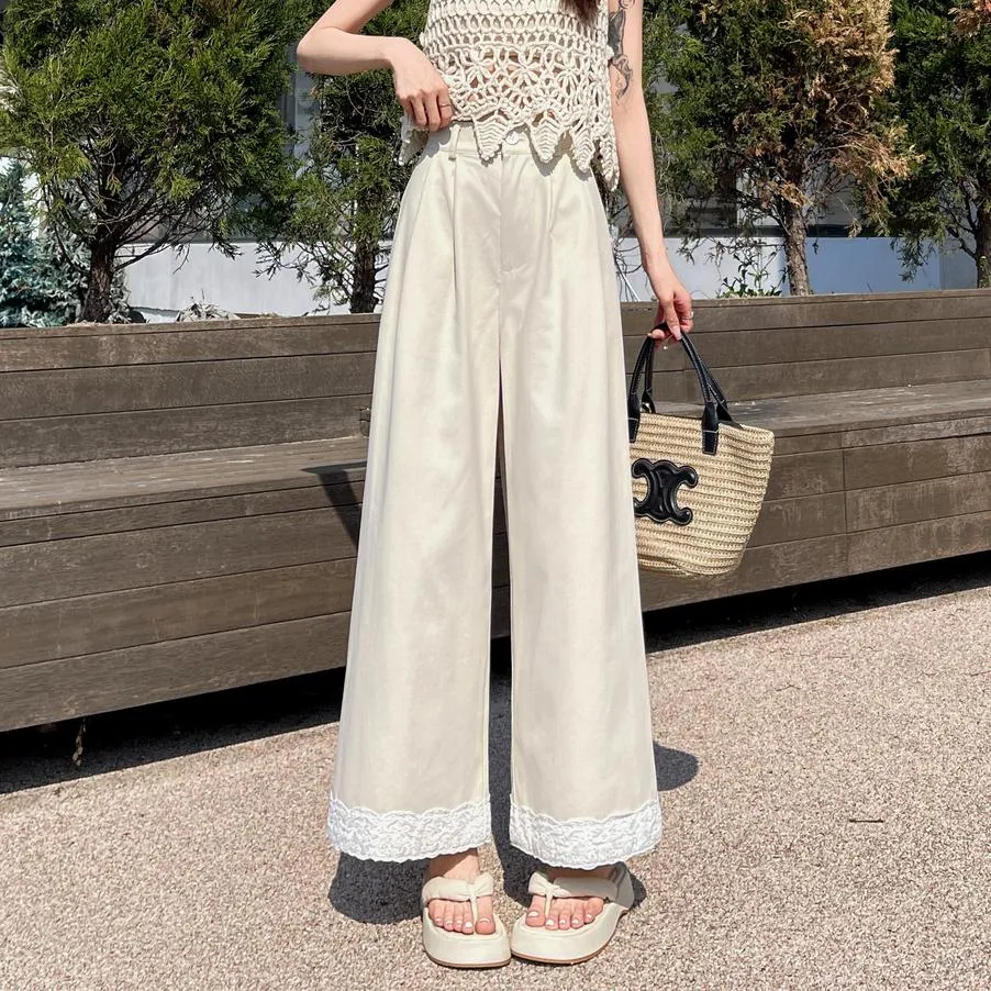 Stylish Patchwork Wide Leg Trousers for Trendy Women