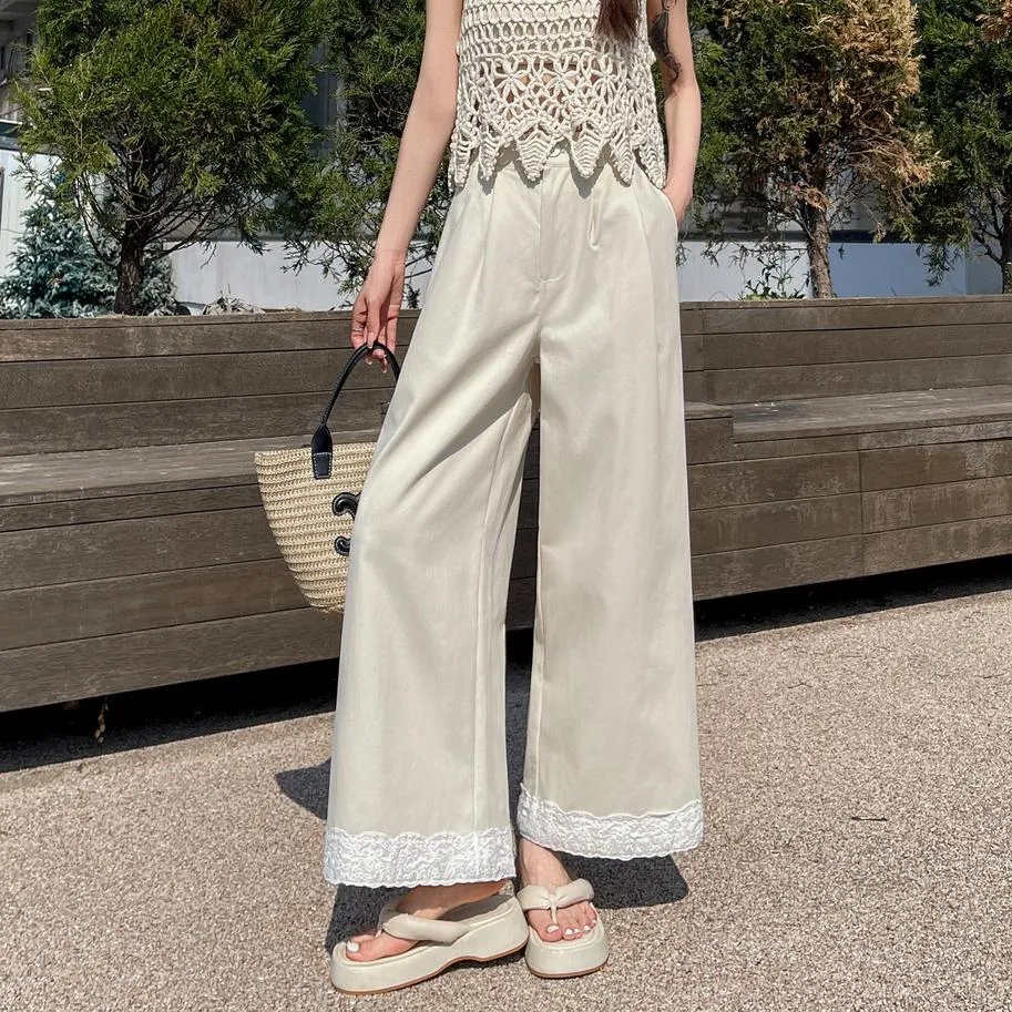 Stylish Patchwork Wide Leg Trousers for Trendy Women