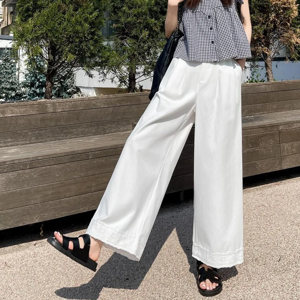 Stylish Patchwork Wide Leg Trousers for Trendy Women