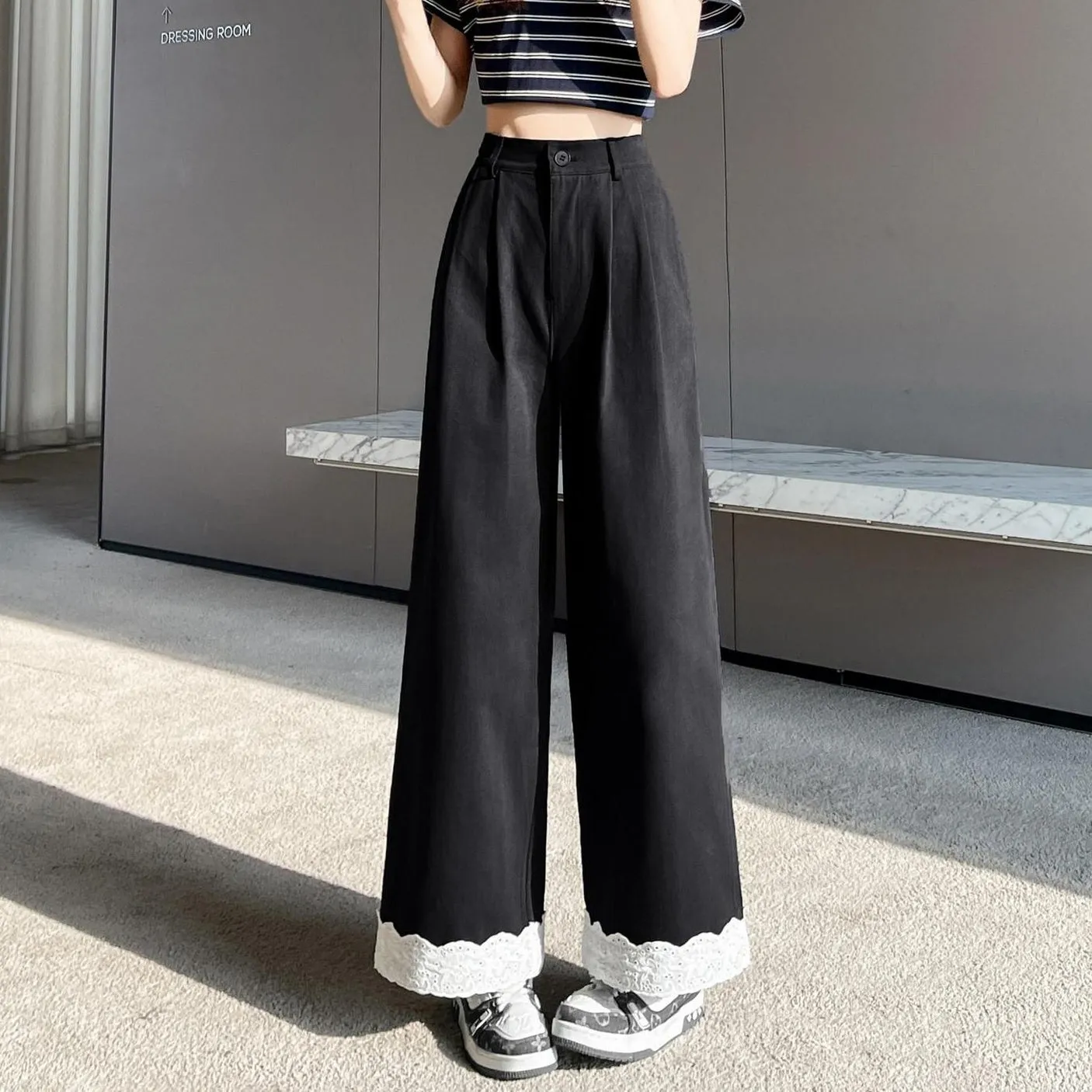 Stylish Patchwork Wide Leg Trousers for Trendy Women