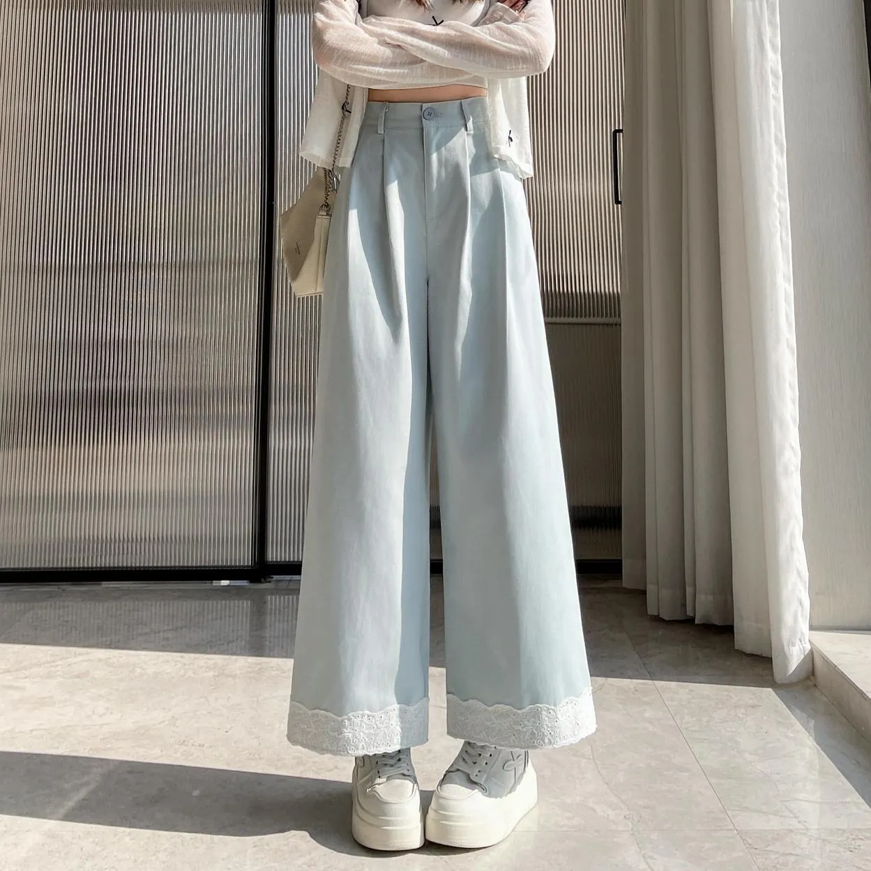 Stylish Patchwork Wide Leg Trousers for Trendy Women