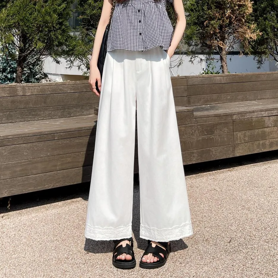 Stylish Patchwork Wide Leg Trousers for Trendy Women