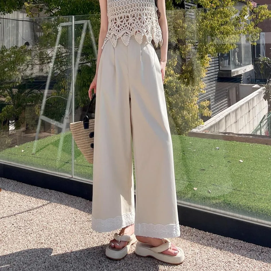 Stylish Patchwork Wide Leg Trousers for Trendy Women