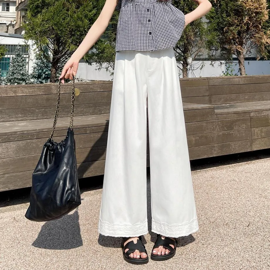 Stylish Patchwork Wide Leg Trousers for Trendy Women