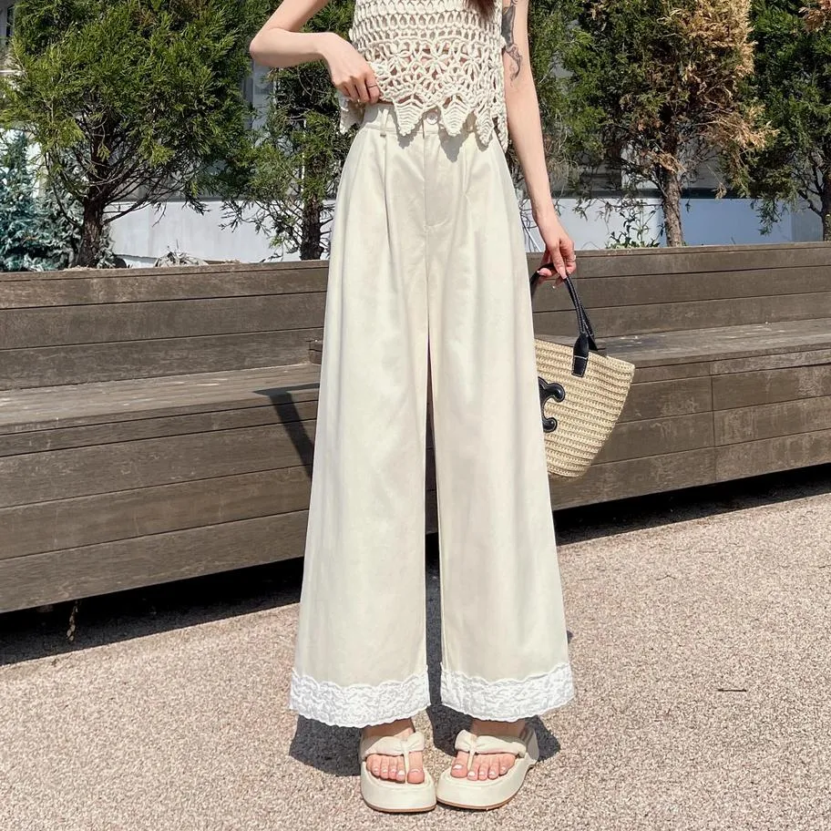 Stylish Patchwork Wide Leg Trousers for Trendy Women