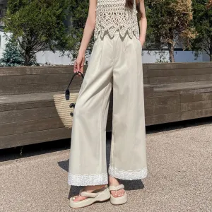 Stylish Patchwork Wide Leg Trousers for Trendy Women