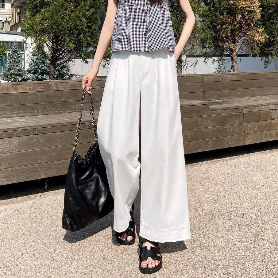 Stylish Patchwork Wide Leg Trousers for Trendy Women