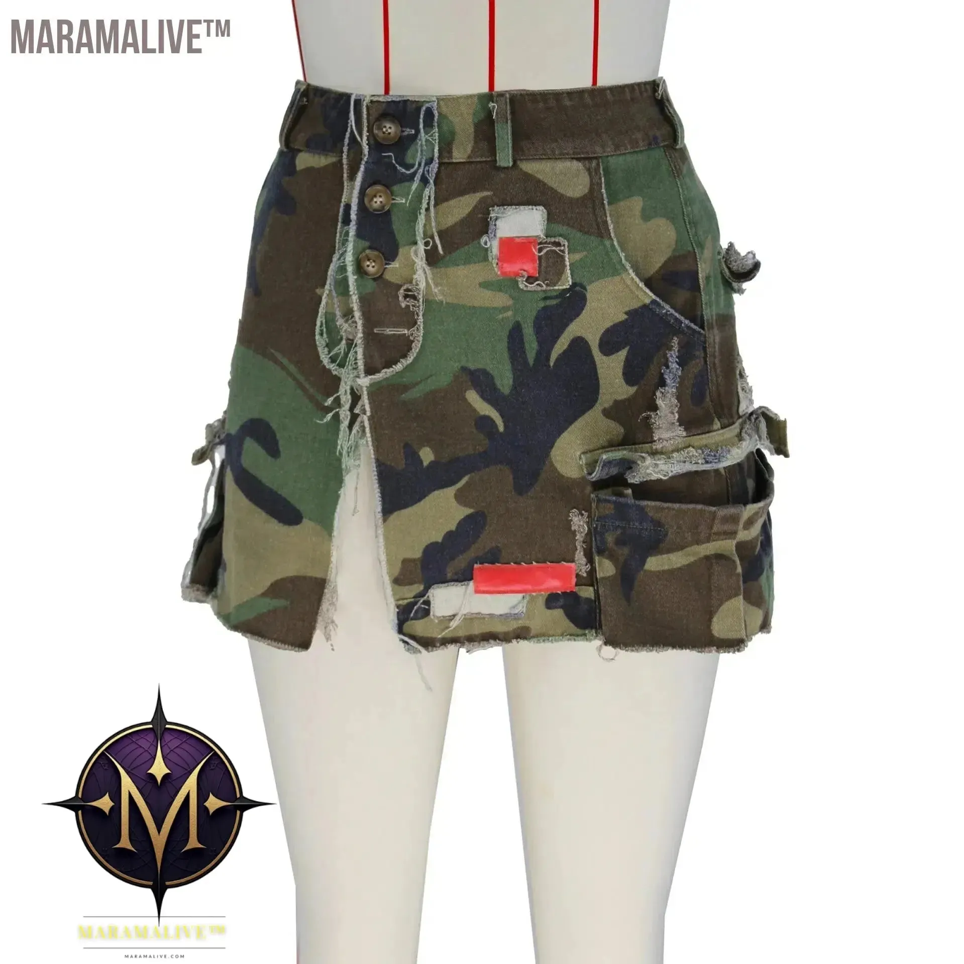Summer Ladies Camouflage Skirt 2024 Open Window Shopping Can Wear Comfortable Casual Women Bag Buttock Short Skirt