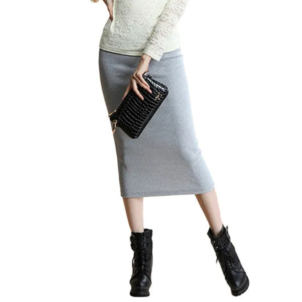 Summer Sexy Chic Pencil Skirts Office Look knitting Mid-Calf Solid Skirt Casual Slim Hip Women ladies skirts Saias Feminino Y3