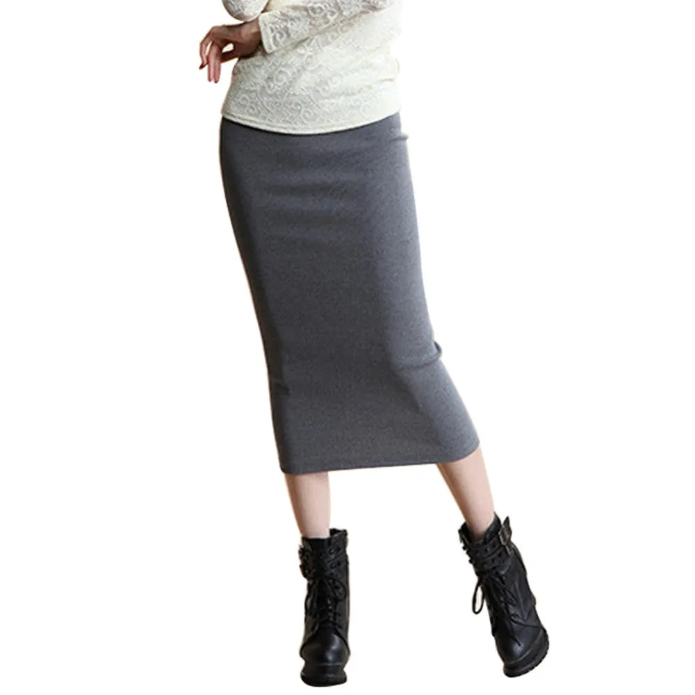 Summer Sexy Chic Pencil Skirts Office Look knitting Mid-Calf Solid Skirt Casual Slim Hip Women ladies skirts Saias Feminino Y3