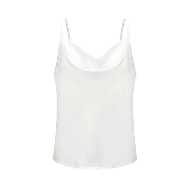 Summer Silk Satin Top With Adjustable Straps Backless Sexy Tops