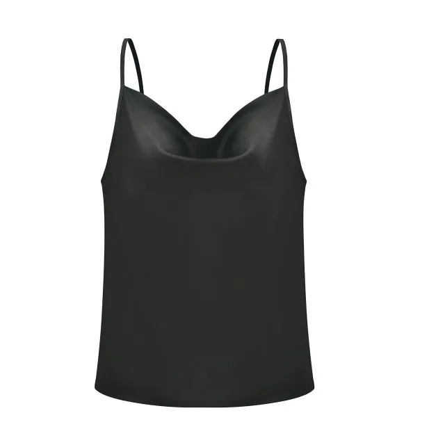 Summer Silk Satin Top With Adjustable Straps Backless Sexy Tops