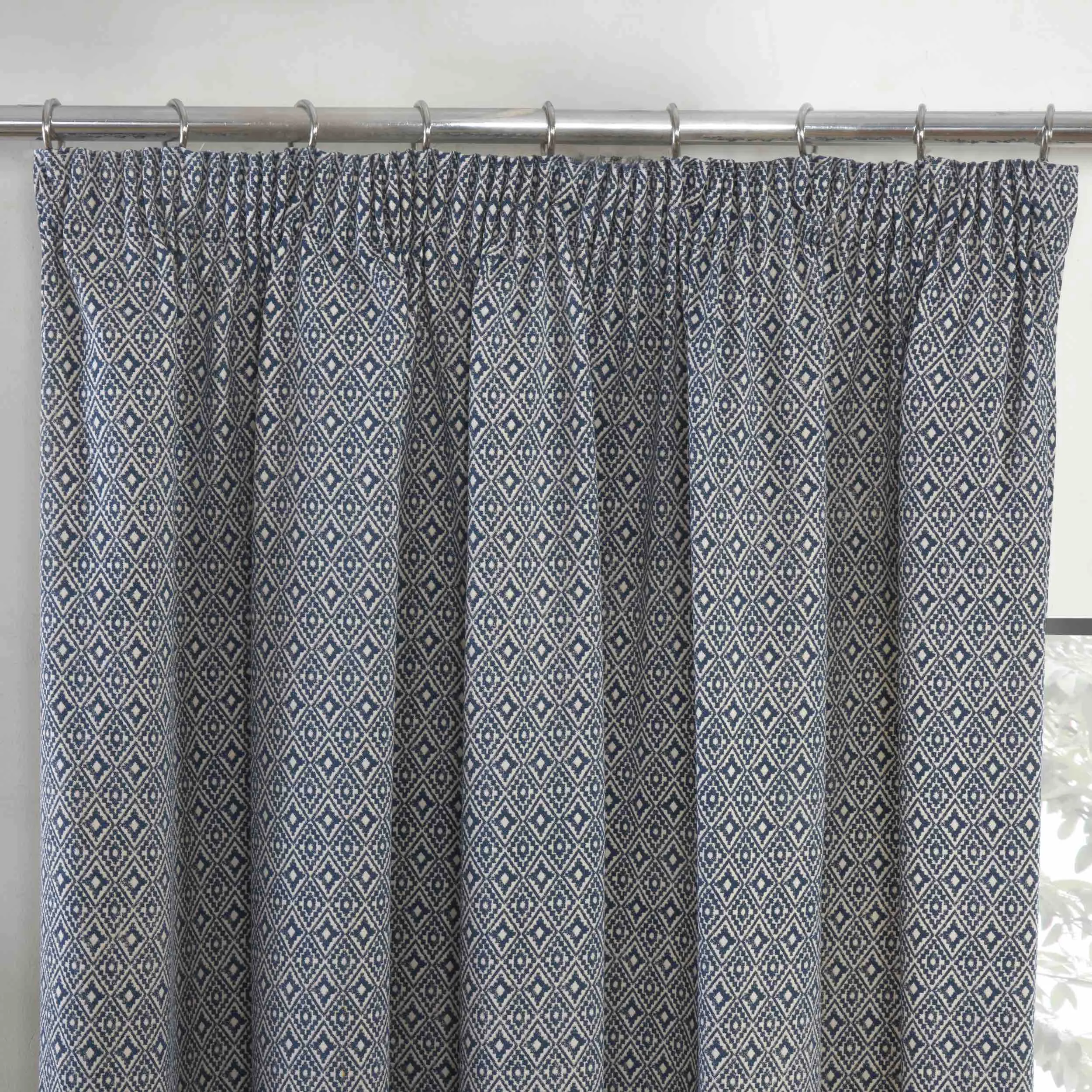 Sundour Aztec 3" Pencil Pleat Curtains - Navy