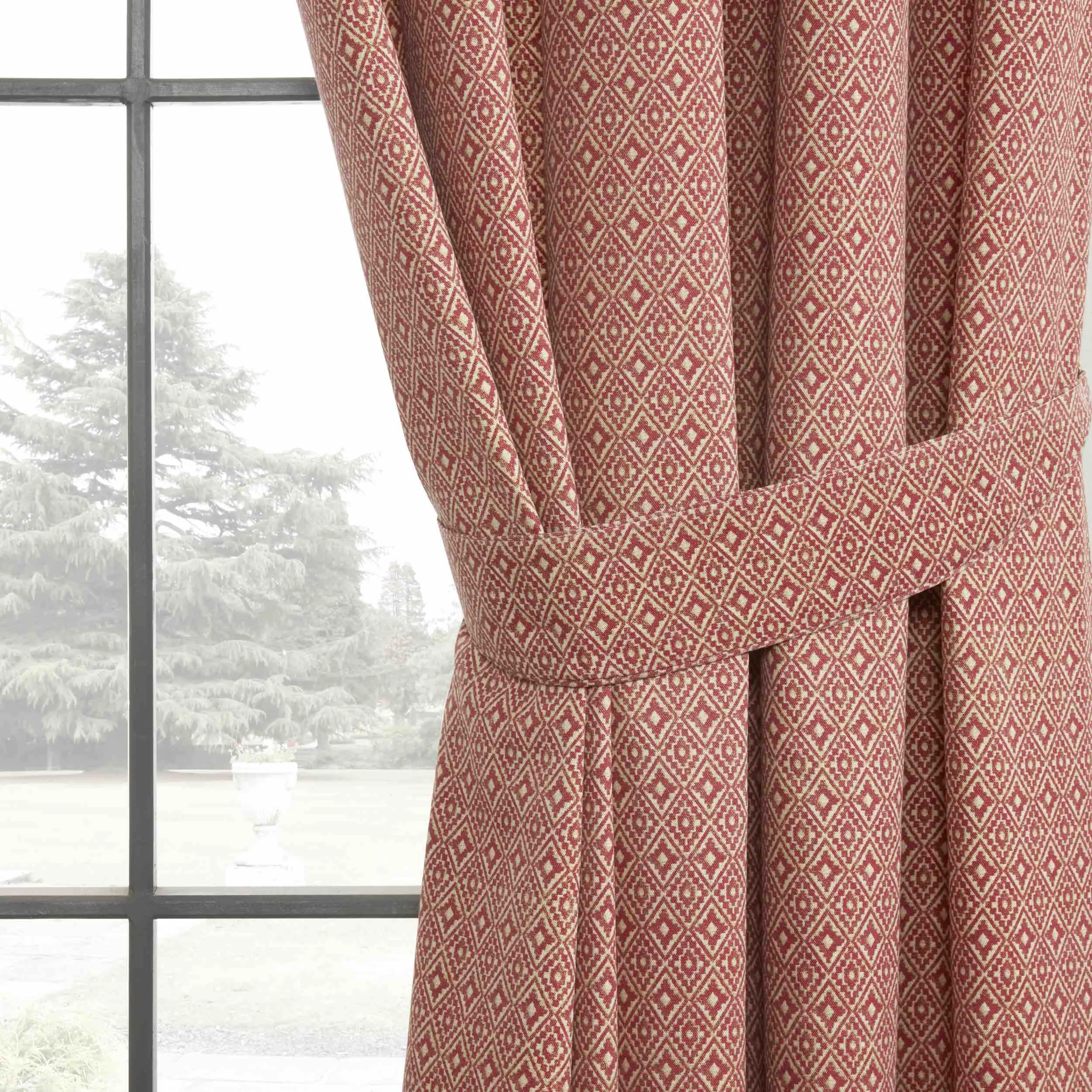 Sundour Aztec 3" Pencil Pleat Curtains - Salsa