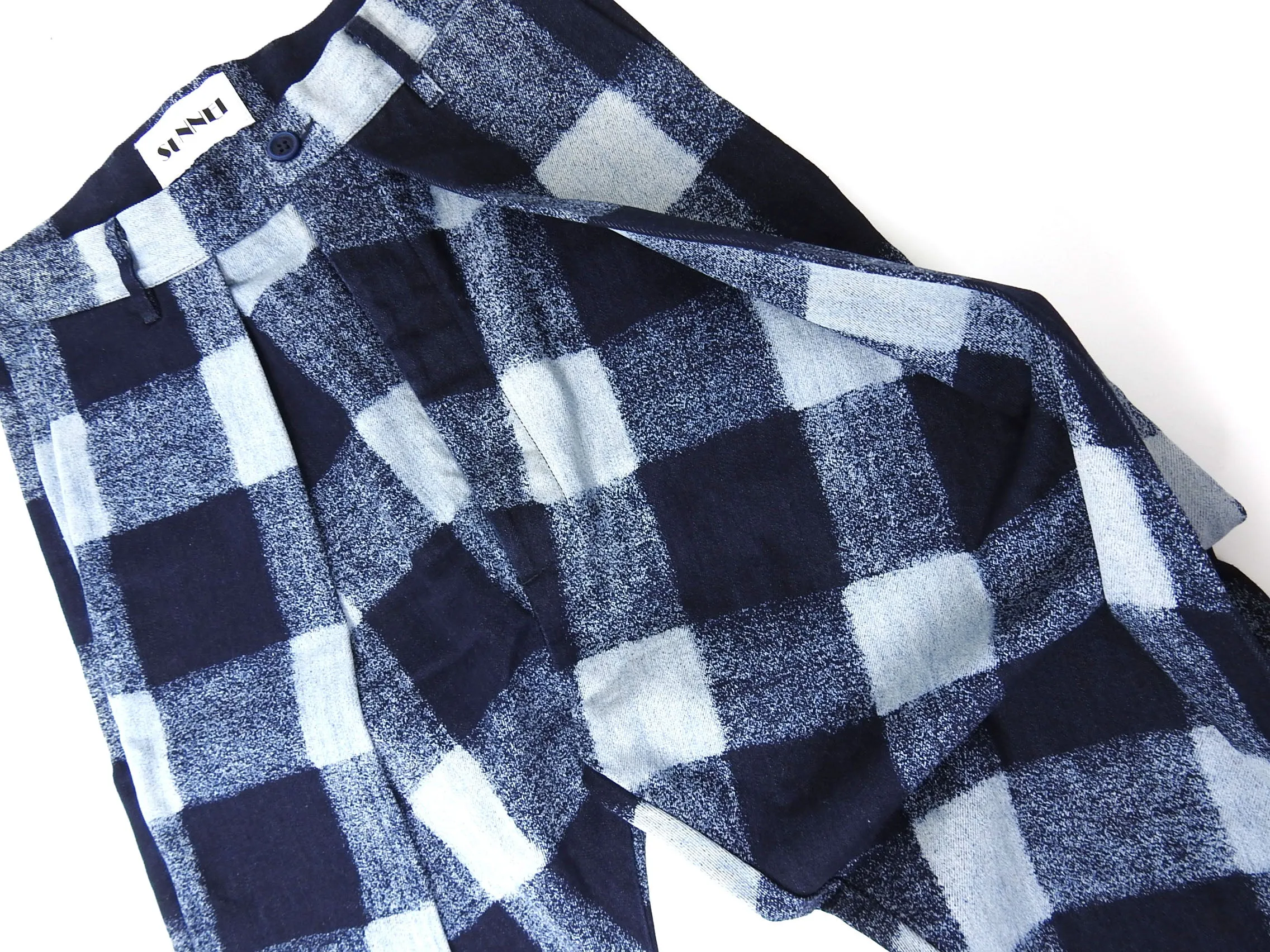 Sunnei Check Pleated Pants Navy Small