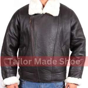 Tailor Made Men's Black Sheepskin Leather Coat Jacket B3 Jackets Cockpit